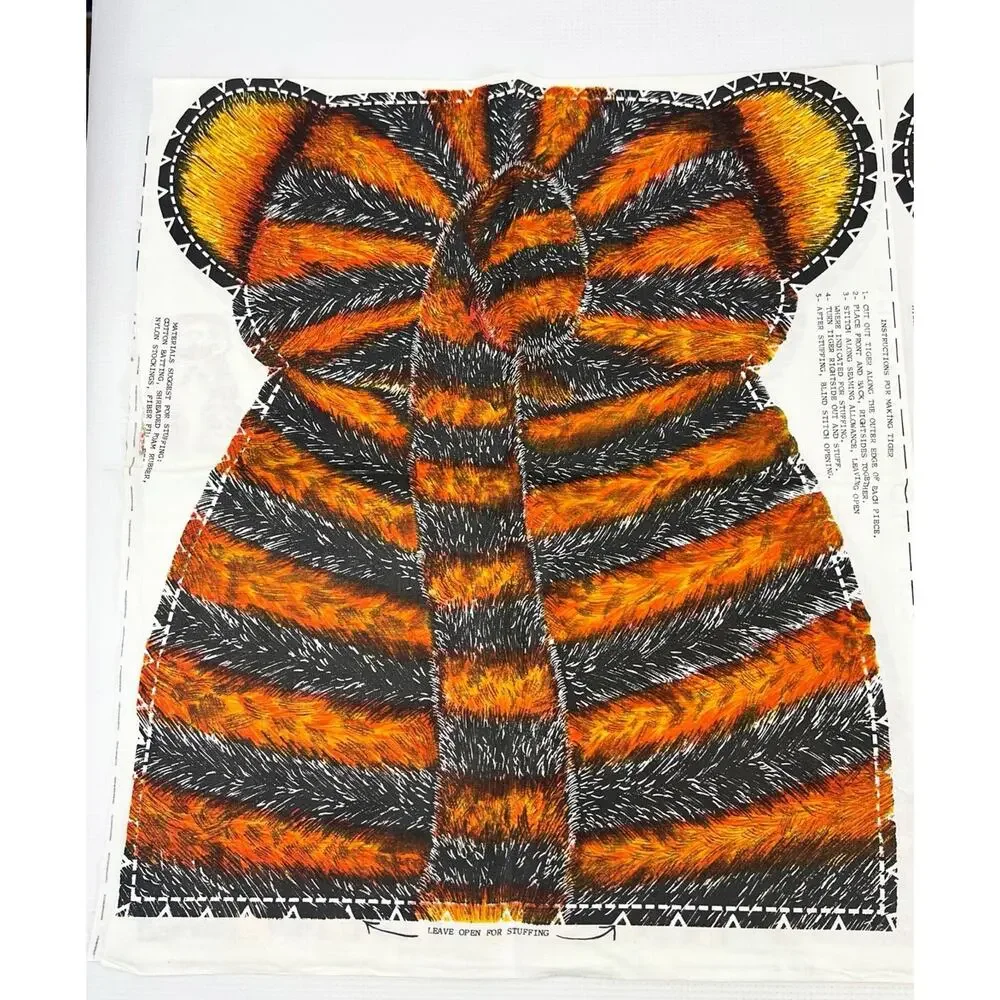 Vintage Multicolor Tiger Cut N Sew Two Panels Pillow 1960s Rare